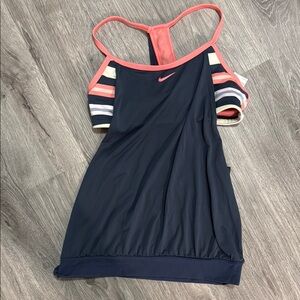 Nike Navy and Coral Swim Tank Top